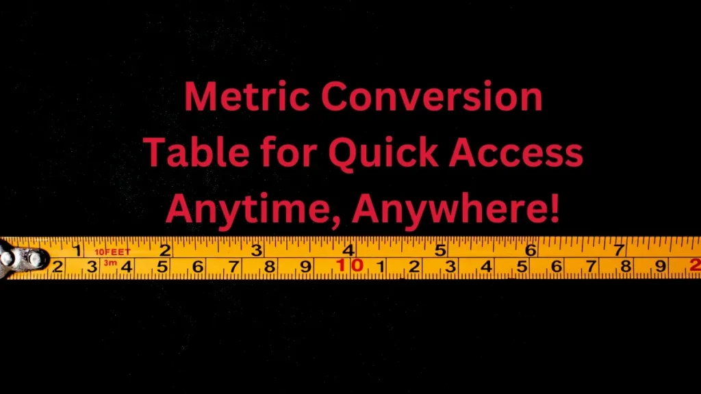 Metric Conversion Table