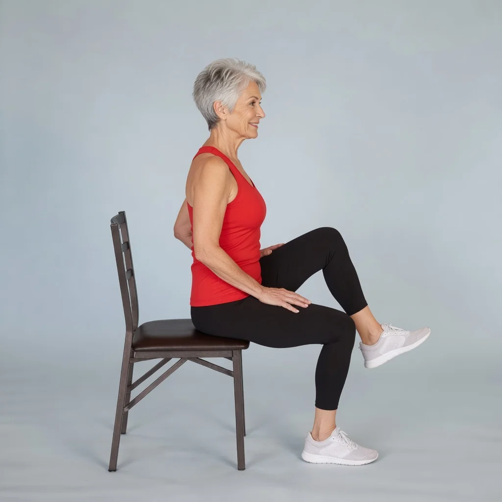 Senior performing a seated marching