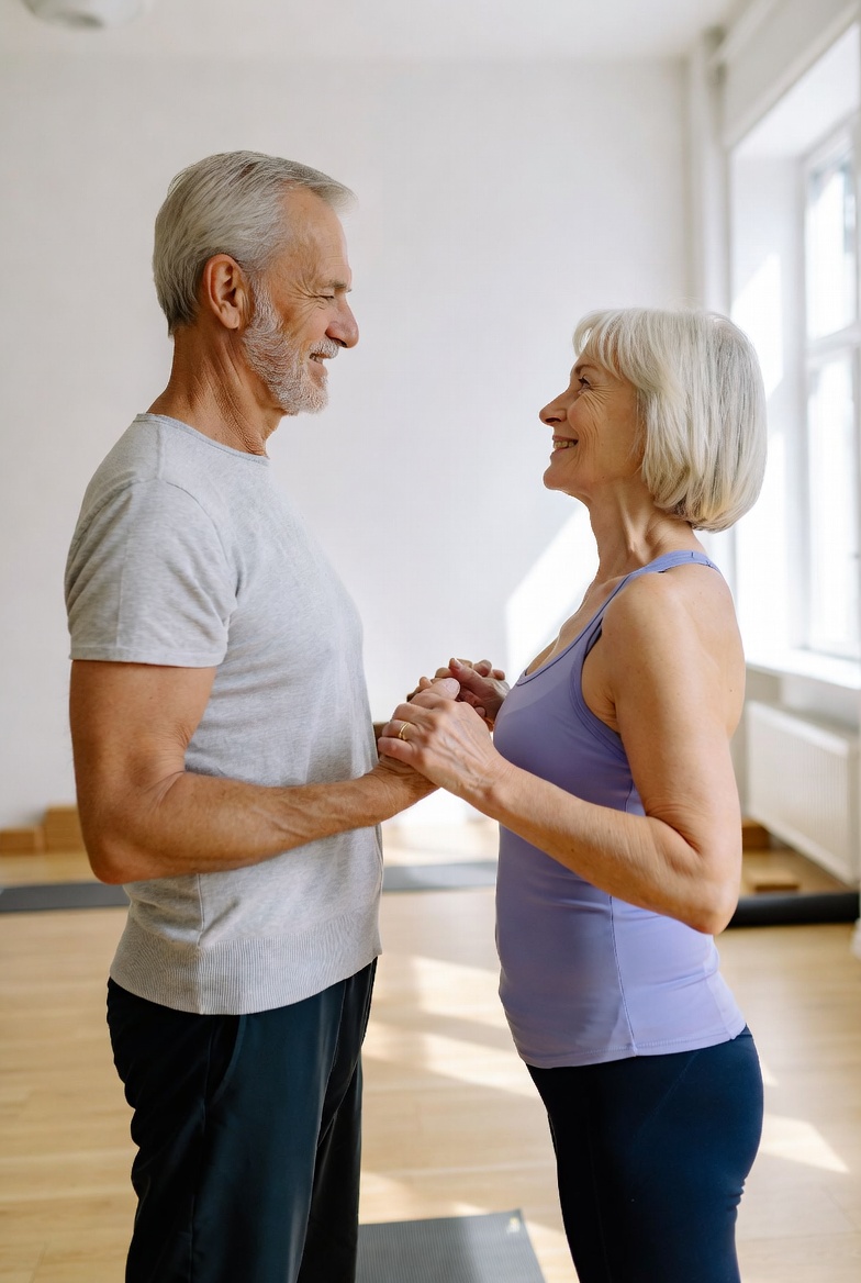 Partner Chest Opener - partner yoga for seniors