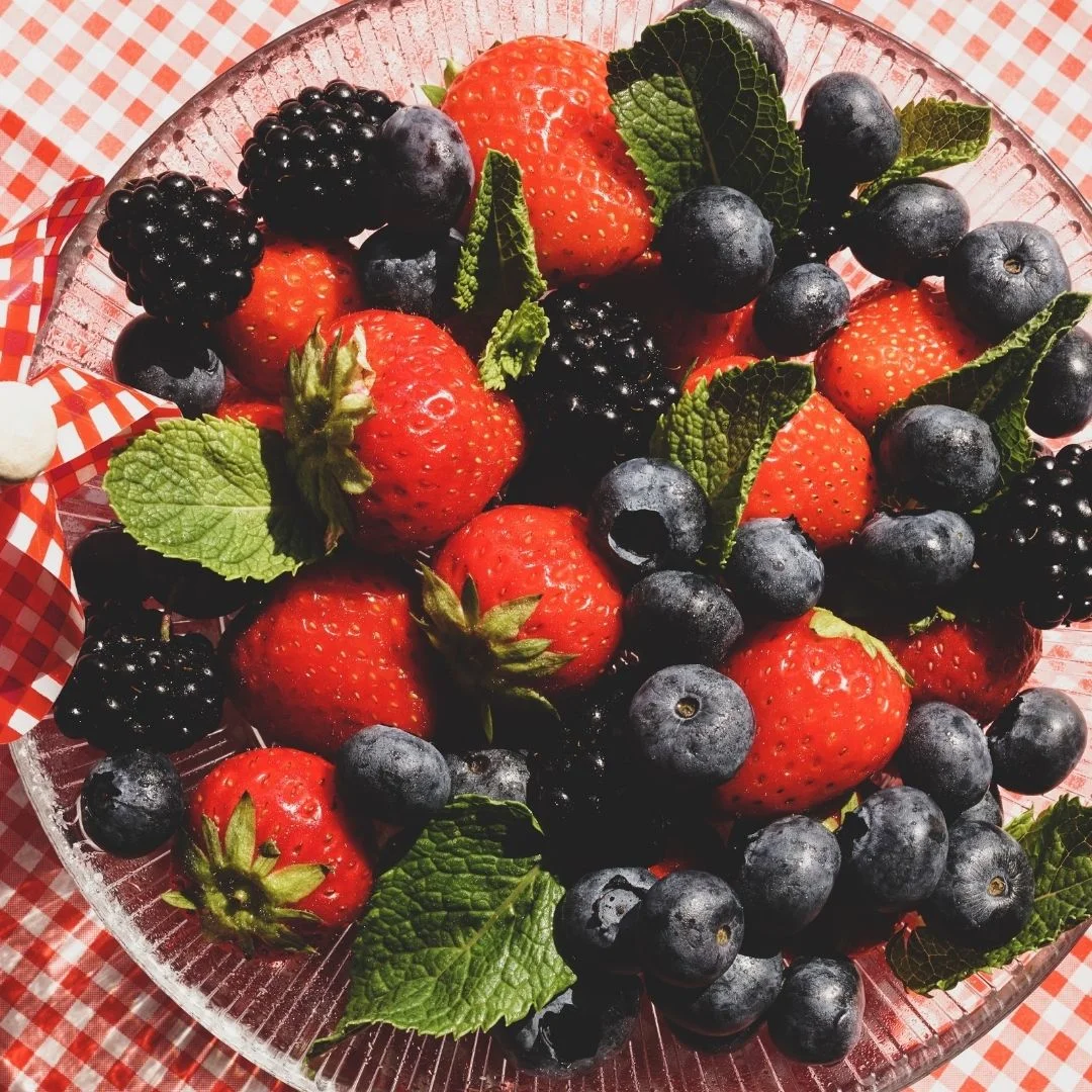 Fresh blueberries and strawberries